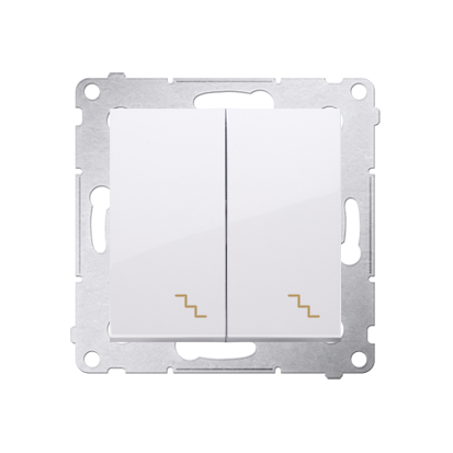 Doppel- Treppenschalter (Modul) mit Aufdruck und LED weiß Kontakt Simon 54 Premium DW6/2L.01/11